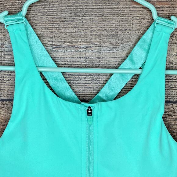 Gymshark Zip Front Sports Bra Cross Back Aqua Green Size XS - Picture 3 of 8